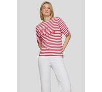 Rundhalsshirt RABE, Damen, Gr. 36, koralle, Web, Obermaterial: 76% Baumwolle, 16% Polyester, 8% Elasthan, bedruckt, gestreift, hüftbedeckend, Rundhals, Shirts Rundhalsshirt, im Streifen-Look und mit G