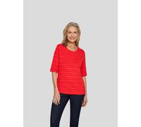 Rundhalsshirt RABE, Damen, Gr. 42, rot, Web, Obermaterial: 68% Viskose, 28% Polyester, 4% Elasthan, unifarben, tailliert hüftbedeckend, Rundhals, Shirts, im Crinkle-Look (23215806-42) rot