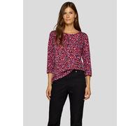 3/4-Arm-Shirt RABE, Damen, Gr. 42, schwarz, Obermaterial: 92% Baumwolle, 8% Elasthan, bedruckt, casual, regular fit taillenbedeckt, Rundhals, 3/4-Ärmel gerader Abschluss, Shirts, mit All-Over Print (3