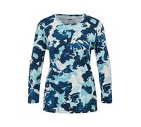 Print-Shirt RABE "RABE Damen 3/4-Arm-Shirt mit modernem Muster" Gr. 40, blau (dunkelblau) Damen Shirts (14067363-40) dunkelblau
