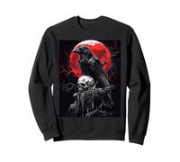 Rabe Totenkopf Mond Düster Gothic Schädel Schwarze Krähe Sweatshirt