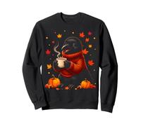 Rabe Trägt Pullover Trinkt Kaffee Cozy Herbst Kürbis Sweatshirt