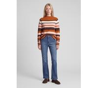 Strickpullover RABE "Pullover", Damen, Gr. 46, braun, Obermaterial: 50% Baumwolle, 50% Polyacryl, geringelt, schmal, Pullover Strickpullover (24609244-46) braun