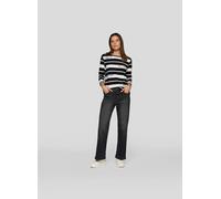 3/4-Arm-Shirt RABE, Damen, Gr. 38, schwarz, Strick, Obermaterial: 76% Baumwolle, 16% Polyester, 8% Elasthan, gestreift, regular fit taillenbedeckt, Rundhals, gerader Abschluss, Shirts, mit Schriftzug