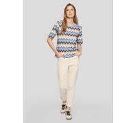 Rabe T-Shirt Damen Wild Times Kurzarm Zickzack tailliert Beige Gr. 40 50/50 Baumwolle Viskose