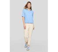 Poloshirt RABE, Damen, Gr. 40, ozean, Jersey, Obermaterial: 80% Polyester, 17% Viskose, 3% Elasthan, unifarben, normal hüftbedeckend, V-Ausschnitt, Shirts, in Crinkle-Optik (28280616-40) ozean