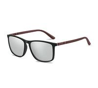 RABSEV Männer Frauen Fahren Reise Polarisierte Sonnenbrille Quadratische Vintage Sonnenbrille TR90 Frame Eyewear UV400 (Color : Polarized, Size : 06 Silver Mirror)