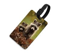 Raccoon Gepäckanhänger für Koffer mit Namensausweis, Sichtschutz, Reisekofferanhänger mit Gurt, TPU-Gepäckanhänger, Gepäckkennzeichnung, Reisezubehör, Schwarz-Stil, Einheitsgröße