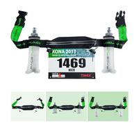 RaceFuel Triathlon Startnummernband Laufgurt mit Tasche für Handy mit Nummernhalter & 6 Halter Softflask oder Gel für Joggen Radfahren Marathons (Mit Tasche + 2x250ml Flask)