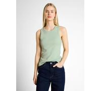 Denim Tom Tailor - Slim Fit Top mit Rippstruktur light matcha green - Gr. - S