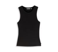 Rundhalsshirt TOM TAILOR DENIM, Damen, Gr. XXL, deep schwarz, Single Jersey, Obermaterial: 93% Baumwolle, 7% Elasthan, unifarben, regular fit normal, Rundhals, Rippbündchen, Shirts Rundhalsshirt, ohne
