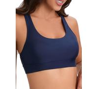 Racerback-Sport-Bade-BH für Damen, hoher Halsausschnitt, Bikini-Oberteil, schwarz, Workout-Badeanzug, nur gepolstertes Oberteil, Marineblau, XL