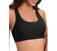 Racerback-Sport-Bade-BH für Damen, hoher Halsausschnitt, Bikini-Oberteil, schwarz, Workout-Badeanzug, nur gepolstertes Oberteil