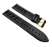 Racing Ersatzband Uhrenarmband Rindsleder Band mit Lochmuster schwarz