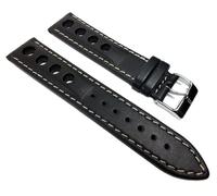 Racing Ersatzband Uhrenarmband Rindsleder Band mit Lochmuster schwarz 22200S