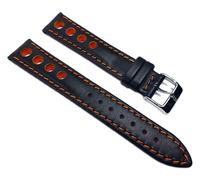 Racing Uhrenarmband Rindsleder mit Lochmuster schwarz/ Orange 22207S