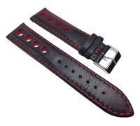 Racing Uhrenarmband Rindsleder mit Lochmuster schwarz/Rot 22211S
