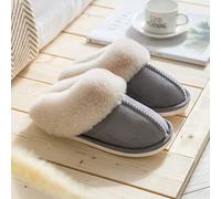 rackbone HAIBI Winter Pantoffeln Frauen Faux Wildleder Home Full Pelz Hausschuhe Warm Plüsch Paare Schuhe Indoor Damen Pelz Hausschuhe, Hellgrau, 37