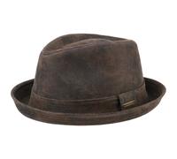 Stetson Hut Pork Pie aus Leder, braun gemustert, Größe 55/S