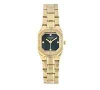 Radiant Analoge Damenuhr, quadratisches Gehäuse 23 mm, goldfarbenes Zifferblatt, grünes Zifferblatt, goldfarbenes Stahlarmband mit Deployant-Verschluss, Batterie im Lieferumfang enthalten, wasserdicht