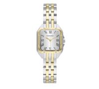 Radiant Analoge Damenuhr, quadratisches Gehäuse 24 mm, goldfarbenes Zifferblatt, silber/graues Zifferblatt, goldfarbenes Stahlarmband mit Deployant-Verschluss, Batterie im Lieferumfang enthalten