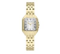 Radiant Analoge Damenuhr, quadratisches Gehäuse 24 mm, goldfarbenes Zifferblatt, silber/graues Zifferblatt, goldfarbenes Stahlarmband mit Deployant-Verschluss, Batterie im Lieferumfang enthalten