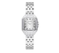 Radiant Analoge Damenuhr, quadratisches Gehäuse 24 mm, silber/graues Zifferblatt, silber/graues Stahlarmband mit Deployant-Verschluss, wasserdicht bis 3 ATM