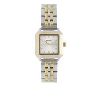 Radiant Analoge Damenuhr, quadratisches Gehäuse 29,00 mm, goldfarbenes Zifferblatt, silber/graues Zifferblatt, goldfarbenes Stahlarmband mit Deployant-Verschluss, Batterie im Lieferumfang enthalten