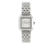 Radiant Analoge Damenuhr, quadratisches Gehäuse 29 mm, silber/graues Zifferblatt, silber/graues Stahlarmband mit Deployant-Verschluss, Batterie im Lieferumfang enthalten, wasserdicht bis 3 ATM