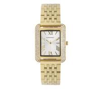 Radiant Analoge Damenuhr, Rect n-s Gehäuse 27,00 mm, goldfarbenes Zifferblatt, silber/graues Zifferblatt, Armband aus vergoldetem Stahl mit Deployant-Verschluss, Batterie im Lieferumfang enthalten