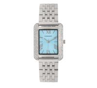 Radiant Analoge Damenuhr, Rect n-s Gehäuse 27,00 mm, silber/grau, blaues Zifferblatt, silber/graues Stahlarmband mit Deployant-Verschluss, Batterie im Lieferumfang enthalten, wasserdicht bis 3 ATM