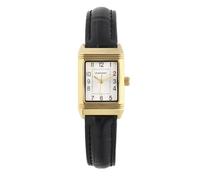 Radiant Analoge Damenuhr, Rect n-s Gehäuse 34,10 mm, goldfarbenes Zifferblatt, silber/graues Zifferblatt, schwarzes Lederband mit Schnalle, Batterie im Lieferumfang enthalten, wasserdicht bis 3 ATM