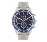 Radiant Analoge Herrenuhr, rundes Gehäuse von 44 mm, blaues Zifferblatt, Silber/graues Stahlarmband mit Deployant-Verschluss, Batterie im Lieferumfang enthalten, wasserdicht bis 5 ATM