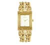 Radiant Analoge Quarzuhr für Damen, rechteckiges Gehäuse 34 mm, goldenes Zifferblatt, goldfarbenes Stahlarmband mit Dornverschluss, Batterie im Lieferumfang enthalten, wasserdicht bis 3 ATM