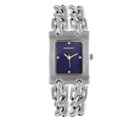 Radiant - Analoge Quarzuhr für Damen, Rect n-s Gehäuse 34,00 mm, Silber, blaues Zifferblatt, silbernes Stahlarmband mit Schnapp- oder Schnappverschluss, Batterie im Lieferumfang enthalten, wasserdicht