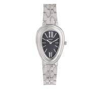 Radiant Analoge Quarzuhr für Damen, Sophia-Kollektion, ovales Gehäuse 25 mm, schwarzes Zifferblatt, silberfarbenes Armband mit Deployant-Verschluss, Batterie im Lieferumfang enthalten, wasserdicht bis