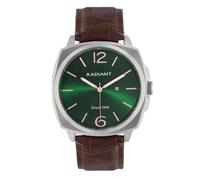 Radiant Analoge Quarzuhr für Herren, Edelstahl, Gehäuse 42 mm, Lederarmband, Normale Schnalle, inklusive Batterie, Farbe Silber und Grau, 5 ATM