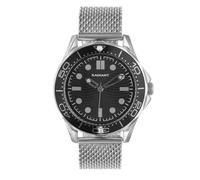 Radiant Analoge Quarzuhr für Herren, Edelstahl, Gehäuse 42 mm, Stahlgeflecht, Schnappverschluss oder Druckverschluss, Batterie im Lieferumfang enthalten, Farbe Schwarz und Silber, 5 ATM