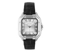 Radiant Analoge Quarzuhr für Herren, Edelstahl, Gehäuse 47,5 mm, schwarzes Lederband, Normale Schnalle, inklusive Batterie, Farbe Silber und Grau, 5 ATM