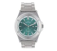 Radiant Analoge Quarzuhr für Herren, rundes Gehäuse von 42 mm, Silber/Grau, grünes Zifferblatt, silber/graues Stahlarmband mit Deployant-Verschluss, Batterie im Lieferumfang enthalten, wasserdicht bis
