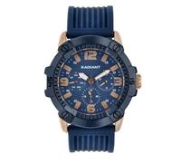 Radiant Analoge Quarzuhr für Herren, rundes Gehäuse von 44 mm, blaues Zifferblatt, blaues Silikonarmband mit Schnalle, inklusive Batterie, wasserdicht bis 5 ATM