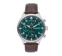 Radiant - Kollektion Caiman - Analoguhr. Armbanduhr für Herren. Armband-Uhr mit grünem Zifferblatt und braunem Lederarmband. Größe 43mm. 5ATM.