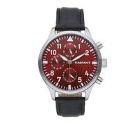 Radiant - Kollektion Caiman - Analoguhr. Armbanduhr für Herren. Armband-Uhr mit rotem Zifferblatt und schwarzem Lederarmband. Größe 43mm. 5ATM.