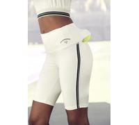 Radlerhose LASCANA ACTIVE, Damen, Gr. XS (32/34), N-Gr, weiß (sanftes weiß), Obermaterial: 80% Polyester, 20% Elasthan, figurbetont ca. Mitte Oberschenkel, Hosen Radlerhose, mit Tasche am Bund (631454