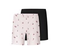 Radlerhose NAME IT "NKFVIVIAN 2P AOP SHORT LEGGING NOOS", Kinder, Gr. 86/92, N-Gr, schwarz pack:cradle pink with cherry aop, Jersey, Obermaterial: 95% Baumwolle, 5% Elasthan, bedruckt, unifarben, kurz