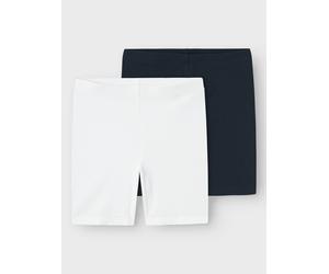 Radlerhose NAME IT "NKFVIVIAN 2P SOLID SHORT LEGGING NOOS", Mädchen, Gr. 74 (80), N-Gr, blau (schwarz sapphire), Jersey, Obermaterial: 95% Baumwolle, 5% Elasthan, unifarben, normal kurz, Hosen Radlerh