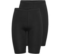 Radlerhose ONLY "ONLLIVE - Radler im Doppelpack mit elastischem Rippbund", Damen, Gr. S (36), N-Gr, schwarz, Web, Obermaterial: 95% Baumwolle, 5% Elasthan, unifarben, slim fit, Hosen Radlerhose, unifa