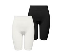 Radlerhose ONLY "ONLVICKY SEAMLESS MIDI SHORTS 2-PACK ACC", Damen, Gr. XS, N-Gr, schwarz pack:schwarz, cloud dancer, Jersey, Obermaterial: 94% Polyamid, 6% Elasthan, unifarben, figurbetont kniefrei, H