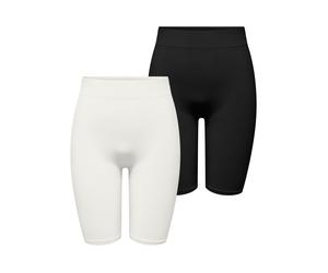 Radlerhose ONLY "ONLVICKY SEAMLESS MIDI SHORTS 2-PACK ACC", Damen, Gr. XS, N-Gr, schwarz pack:schwarz, cloud dancer, Jersey, Obermaterial: 94% Polyamid, 6% Elasthan, unifarben, figurbetont kniefrei, H
