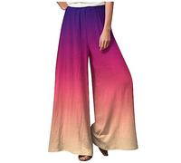 Radlerunterhose Damen Elegant Badehose Mit Blumen Pumphose Hohe Taille Stoffhose Casual Einfarbig Freizeithose Baumwolle Leinen Freizeithose Lässig Sporthose Frauen,Hot Pink,5XL